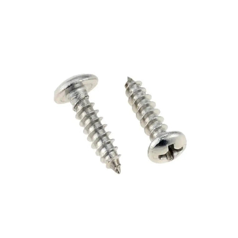 Small Philips Pan Head Self Tapping Screws 100 Pack M1.7 X 8Mm 304 Stainless Steel Hardware showing two screws with pan heads.