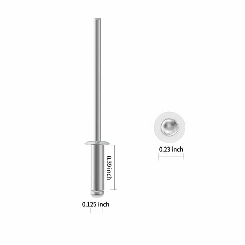 Aluminum Blind Rivets Kit 270 Pieces For Metal Work Built Tough In 1/8 By 3/8 Inch 3.2 By 10mm Silver Pop Rivets dimensions