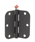 Set Of 6 Red Hinge Head Decorative Toppers For Doors With Magnetic Hinge Heads Mushroom Style displayed on a metal hinge.