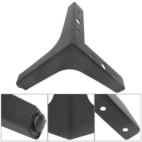 4 Piece Iron Electroplated Furniture Leg Set For Sofa, Bedside Table And Coffee Table, Heavy Duty Black Finish, Triangular Design Close-Up