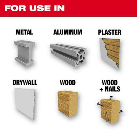 Hole Dozer Bi-Metal Hole Saw 2-1/2 in; by Amazon; usage chart shows metal, aluminum, plaster, drywall, wood, wood and nails