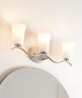 Armida 23 Inch Three Light Vanity Light with Satin Etched White Glass in Olde Bronze, elegant bathroom fixture over mirror
