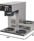 Dual Voltage Commercial 12 Cup Coffee Maker With Back To Back Brews Three Warmers Large 200 Oz Tank Programmable Brew Level Grey Finish