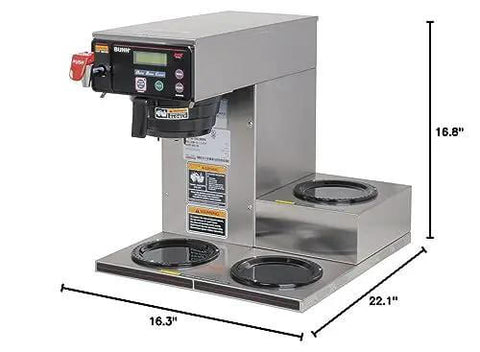 Dual Voltage Commercial 12 Cup Coffee Maker With Back To Back Brews Three Warmers Large 200 Oz Tank Programmable Brew Level Grey Finish