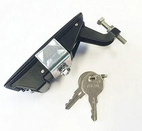 OWACH compression latch with locking lever, black metal; front view with two keys (2-pack)