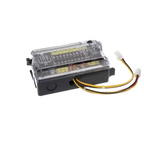 Compatible With AAON AD4P120 Power Board Smoke Detector For HVAC Air Handlers Plug N Play Setup with visible wiring and transparent casing.