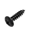 Heavy Duty M5 X 12mm Self Tapping Wood Screws In A 20 Piece Pack featuring a black carbon steel screw with round flanged head.