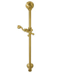 24 Inch Brushed Brass Shower Slide Bar With Adjustable Holder And Cross Handle Wall Mount For An Easy Dope Shower Upgrade