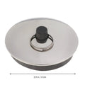 2pcs Rubber Bathtub Drain Stopper Black for Bathroom and Laundry, round, 2.4 inches, features a pull ring for easy removal.