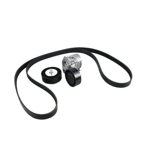 Drive Belt Pulley Tensioner Kit Compatible With N52 E60 E61 525i 530i 528i E81 E82 E87 E88 125i 128i 130i E90 E91 E92 E93 325i 328i Zips That Squeal Away And Keeps You Cruising Smooth Like a Dream For a Simple Home Install That Pays Off Big., black serpentine belt kit with tensioner and pulleys