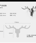 Rock Solid Heavy Duty Wall Hooks For Coats Jackets And Kitchen Towels Premium Zinc Mounting Hardware Quick Install Clothes Rack shown in size and dimensions.