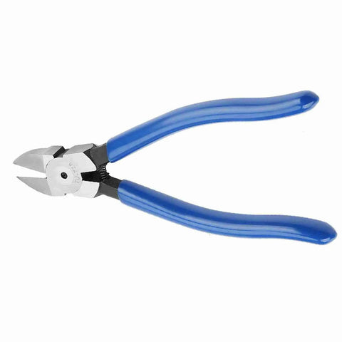 Diagonal Pliers For Cable Cutting And Wire Nipping, Chrome Steel TU 728, Compact Ergonomic Handle, Portable Tool For DIYers, Electricians, And Pros, Smooth Clean Cuts On All Kinds Of Cables shown with blue handles
