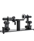 Pro Grade Horizontal Microscope For Flatness Detection With Double Head Observation And Video CCD, Includes Microscope Camera And Ready Accessories Kit For Slides, Illuminator, And More. black metal dual-head horizontal microscope for flatness detection