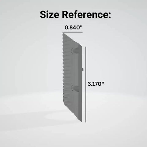 Side view of Mirage Shield for MDT ACC Elite Rifle showing measurements 0.840" width and 3.170" height for precision shooting