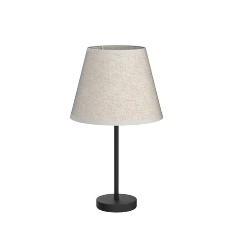 Cozy Two Pack Space Saving Bedside Table Lamps With Fabric Shade, 15 Inch Nightstand Lamps, Black Finish with light fabric shade