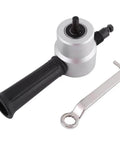 Power Drill Nibbler Attachment With 360 Degree Adjustable Double Head Metal Sheet Cutter And Wrench, silver orange build