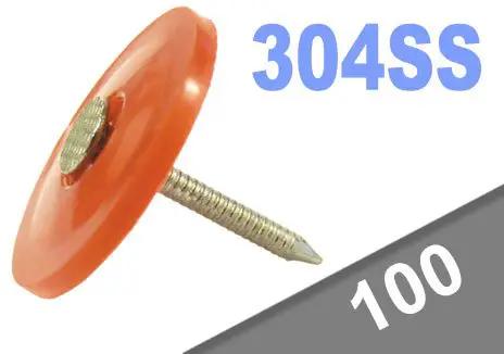 1 Inch 12 Gauge Ring Shank 304 Stainless Steel Plastic Cap Nails 100 Pack Workhorse Corrosion Resistant Framing Nails for cedar ACQ and redwood.