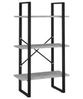 5 Tier Industrial Bookcase Tall Concrete Grey Bookshelf With Black Metal Frame Built To Last Adjustable Shelves 68.9 Inch High