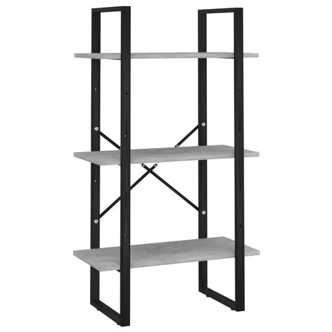 5 Tier Industrial Bookcase Tall Concrete Grey Bookshelf With Black Metal Frame Built To Last Adjustable Shelves 68.9 Inch High