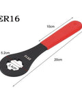 Heavy Duty ER Collet Wrench For ER16 ER20 ER25 ER32 ER40 CNC Spanner Tool with red handle, dimensions shown, ideal for milling setups.