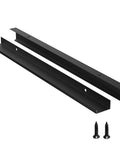 5 Pack Edge Black Hidden Drawer Handles Aluminum Alloy Finger Edge Pull Concealed Furniture Hardware Back Mount Dresser Handles For Kitchen And Bathroom 400mm Length Waterproof Rust Resistant Construction shown with screws