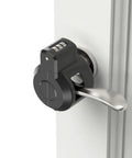 Door Handle Lockout Device Cover With Code To Disable Door Handle Temporary Combination Lock For Bedroom From Outside Knob Easy To Use Security Lockout Tool For Home Quick Install installed on a door handle.