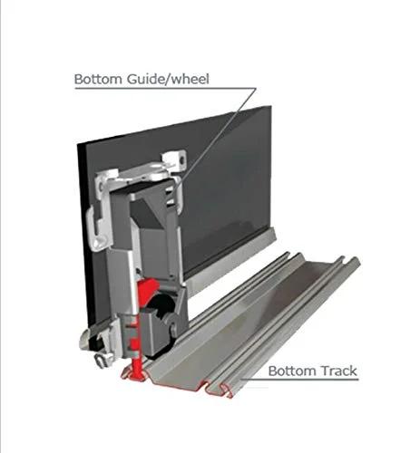 Diagram of 4 Piece Upgrade Sliding Door Roller Wheels For Wooden Doors With Bearings installed on bottom track