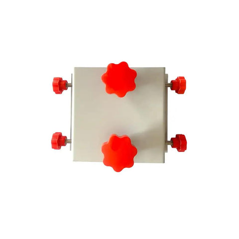 Top view of Silk Screen Printing Platen Bracket With Heavy Duty Steel Frame, featuring six red knobs for adjustable mounting.