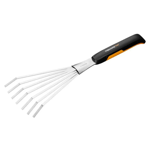 Xact Hand Rake For Raised Garden Beds And Small Planters Workhorse Tool With Ergonomic Handle, Stainless Steel Head And Tines