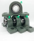 Pillow Block Bearing Unit UCP206-19 Bore 1 3/16 Inch with cast iron housing, self aligning solid base, shown in 4-pack
