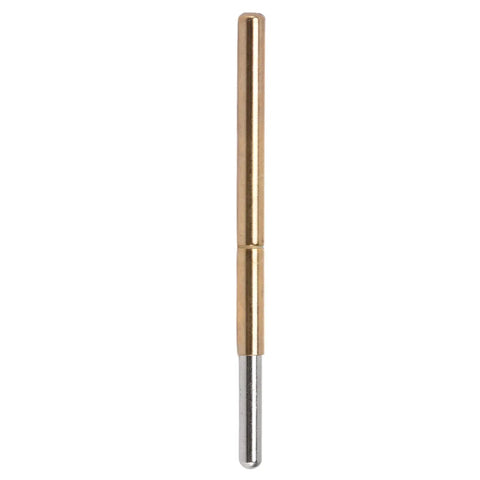 Top Shelf 100 Piece Round Spring Pogo Pin Set With Heat Resistant Brass Plunger And Durable Stainless Steel Coil shown individually.