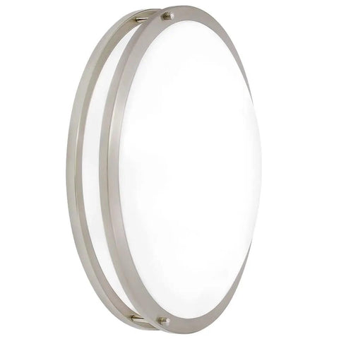 18 Inch LED Flush Mount Ceiling Light In Satin Nickel, Round Fixture, 2000 Lumens, Color Temperature Selectable 2700K To 5000K, Dimmable Dual Ring Design, Easy Switch Under Lens, Ideal For Kitchen, Living Room, Or Bedroom