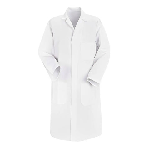 Unisex Professional Lab Coat for Men and Women, Button Front Long Medical Coat for Science, Doc, Nurse, or Student, White