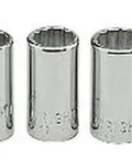 Quarter Inch Drive 12 Point Socket Set 12 Piece Standard Sockets Three Sixteenths to Nine Sixteenths Inch Range Heavy Duty Chrome Vanadium