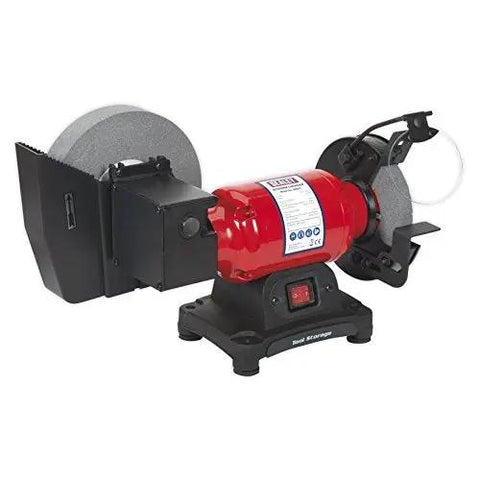 Badass 150MM Bench Grinder With 200MM Wet And Dry Grinding Stone 250W Motor Integrated Water Tray for metalwork and blade sharpening.