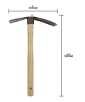 Heavy Duty Hoe And Fork Garden Tool Combo With 3.25 Inch Carbon Steel Blade And 4 Prong Fork, 15.5-inch wooden handle, side view