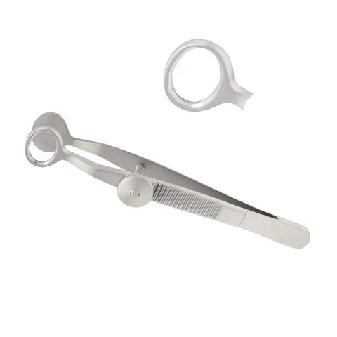 Chalazion Forceps For Eyelid Immobilization, Pro Grade 9 cm Stainless Steel Eyelid Clamp With Small 13 mm Oval Tip