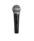 Dynamic Vocal Microphone With On Off Switch Cardioid Pattern Built In Pop Filter For Live Shows And Studio Recording Perfect For Singers Speakers And Stage Use Black, side view showing on/off switch.