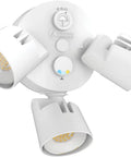 3-Light LED Outdoor Flood Light With Dusk To Dawn Sensor, Adjustable Lumens, Selectable Color, Round Heads, White Finish
