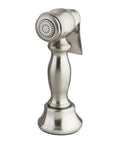 Brushed Nickel Vintage Kitchen Faucet Sprayer With Brass Construction Easy Clean Spray Face That Resists Mineral Build Up Fits Five Sixteenth Inch Outlet 1.8 GPM At Sixty PSI Old School Vibe And California Title 20 Compliant