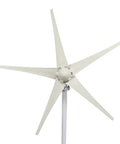 Powerful 1200W Wind Turbine Generator Kit for Home Use with 5 Blade System Starts at 2.5 MPS visible on a white pole.