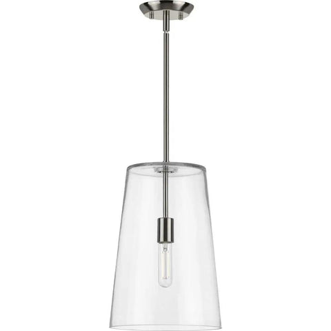 Coastal Clear Glass Pendant Light In Matte Black 1 Light Ceiling Fixture With Sleek Swivel Arm Modern Minimalist Style