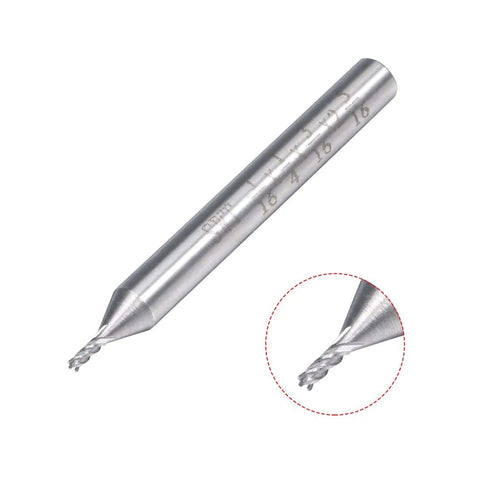 Uxcell 1/16 in HSS-AL spiral drill bit, 4-flute, straight 1/4 in shank