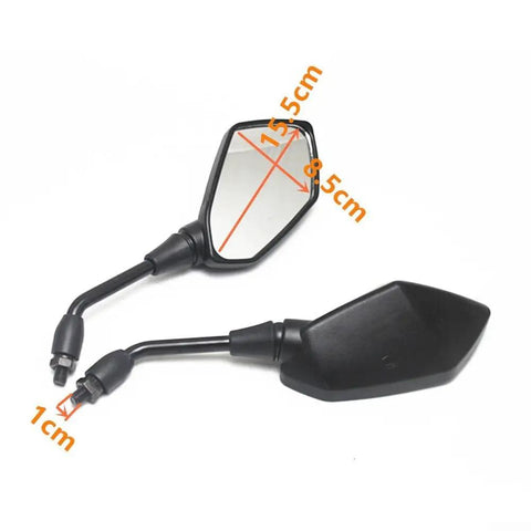 Upgrade Your Ride With These 2 Pack Motorcycle Rearview Mirrors Featuring Wide Angle Crystal Clear White Glass Vision And Explosion Proof Safety For Enhanced Street Visibility And Flexible Adjustable Head Tilt black motorcycle rearview mirror, 15.5 x 8.5 cm, with 1 cm mounting bolt
