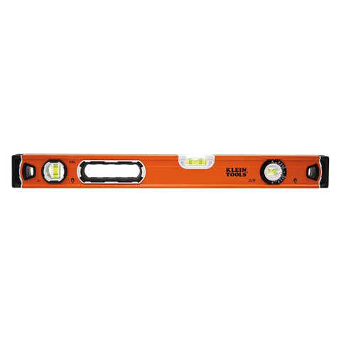 935L 24-Inch Magnetic Bubble Level With Adjustable Vial And Top V-Groove, High Visibility Orange, Rubberized End Caps