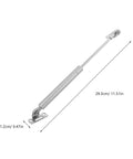 Heavy Duty Hydraulic Cabinet Hinge With Gas Support 40N Lift Force Iron Construction silver hinge measuring 29.3cm by 1.2cm