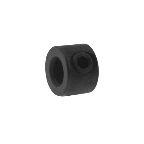 Close-up of 5mm Drill Bit Depth Stop Collar from 10 Pc Set with carbon steel black oxide finish for consistent hole depth.