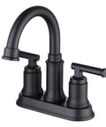 Oswell 4-In Centerset 2-Handle High Arc Bathroom Faucet Matte Black With No-Fuss Install, Durable Metal Construction