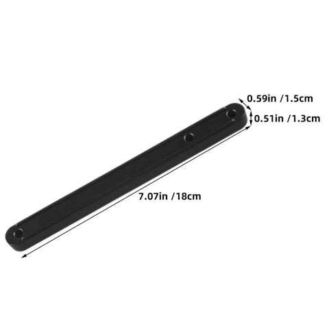 12 Piece Black Plastic Drawer Glides Set for Cabinets and Dressers shown measuring 7.07in length