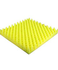 Heavy Duty Egg Crate Foam Acoustic Panels For Upright Piano Soundproofing And Rec Room Noise Dampening Slick Black Mat Sets A Dead Silent Hush Vibe For Flawless Audio Clarity with yellow textured foam design.